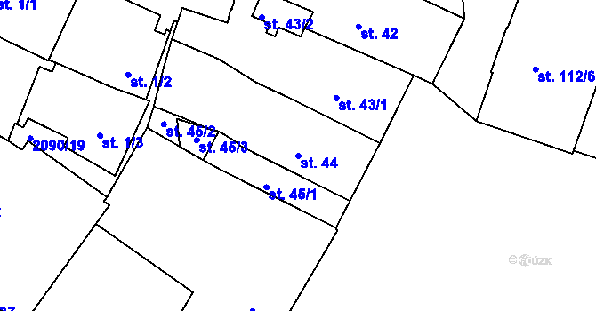 Parcela st. 44 v KÚ Písek, Katastrální mapa