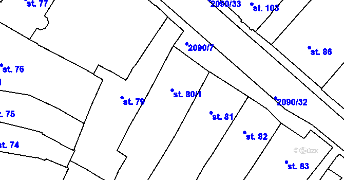 Parcela st. 80/1 v KÚ Písek, Katastrální mapa