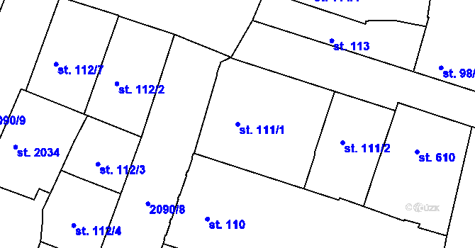 Parcela st. 111/1 v KÚ Písek, Katastrální mapa