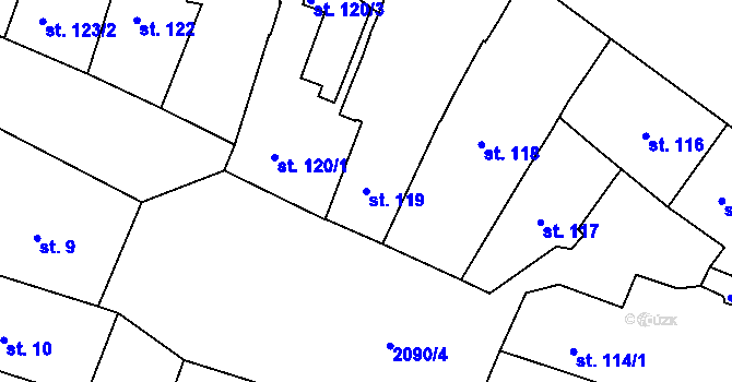 Parcela st. 119 v KÚ Písek, Katastrální mapa