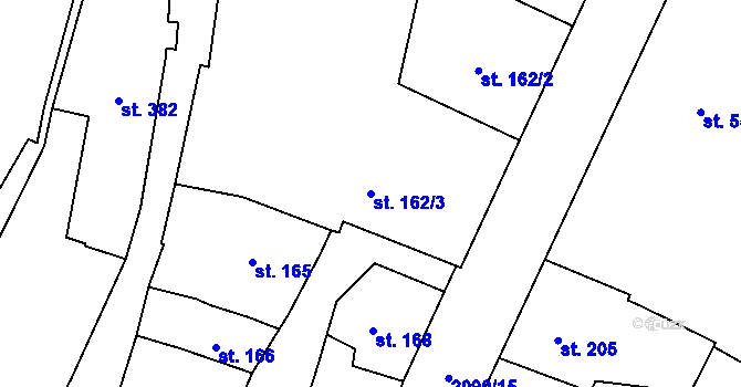 Parcela st. 162/3 v KÚ Písek, Katastrální mapa