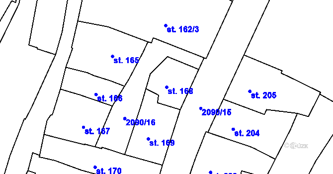 Parcela st. 168 v KÚ Písek, Katastrální mapa