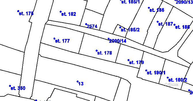 Parcela st. 178 v KÚ Písek, Katastrální mapa