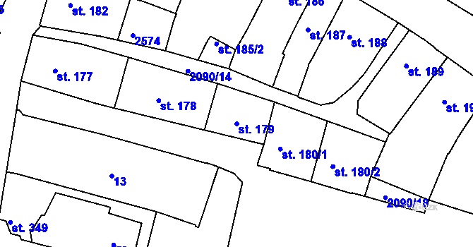Parcela st. 179 v KÚ Písek, Katastrální mapa