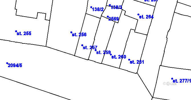 Parcela st. 259 v KÚ Písek, Katastrální mapa