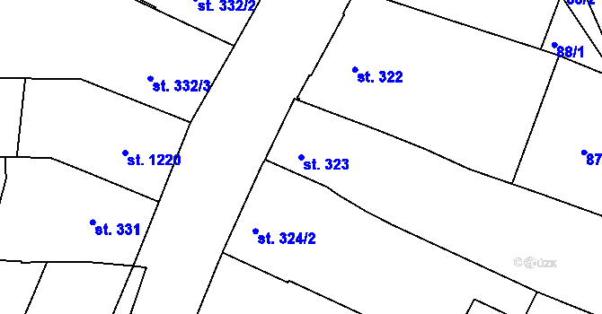 Parcela st. 323 v KÚ Písek, Katastrální mapa