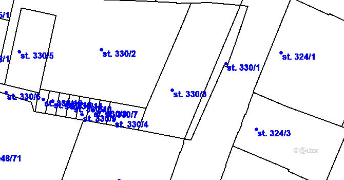Parcela st. 330/3 v KÚ Písek, Katastrální mapa