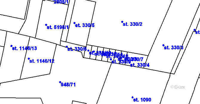 Parcela st. 330/11 v KÚ Písek, Katastrální mapa
