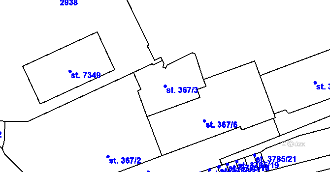 Parcela st. 367/3 v KÚ Písek, Katastrální mapa