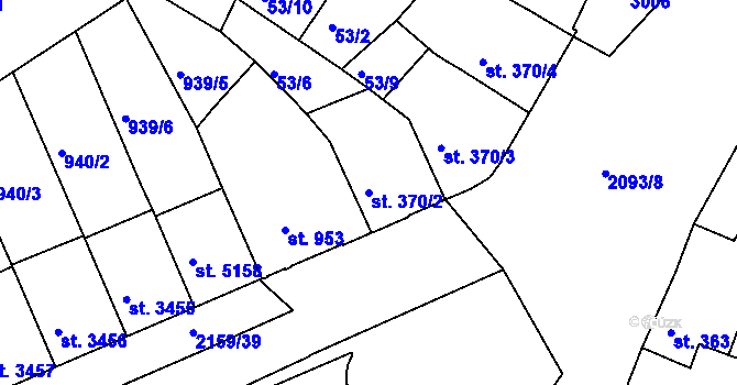 Parcela st. 370/2 v KÚ Písek, Katastrální mapa