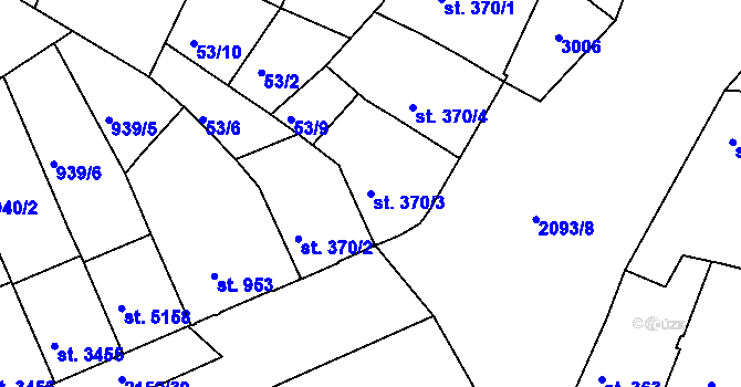 Parcela st. 370/3 v KÚ Písek, Katastrální mapa