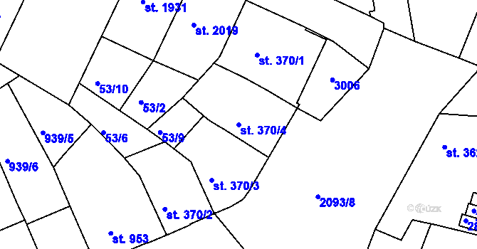 Parcela st. 370/4 v KÚ Písek, Katastrální mapa