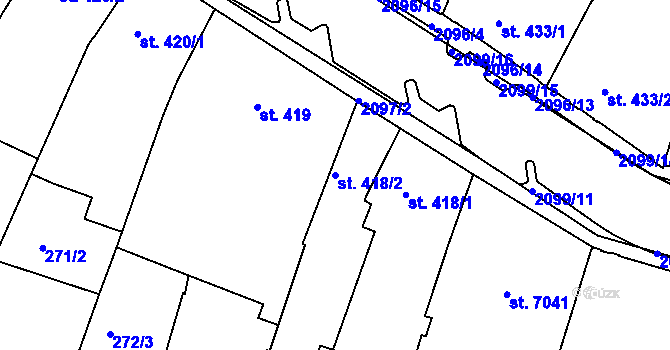 Parcela st. 418/2 v KÚ Písek, Katastrální mapa