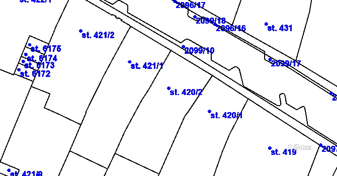 Parcela st. 420/2 v KÚ Písek, Katastrální mapa