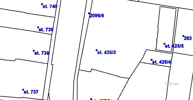 Parcela st. 425/2 v KÚ Písek, Katastrální mapa