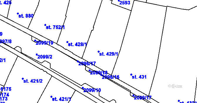 Parcela st. 429/1 v KÚ Písek, Katastrální mapa