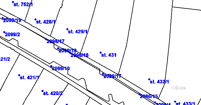 Parcela st. 431 v KÚ Písek, Katastrální mapa