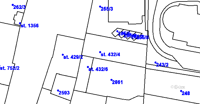 Parcela st. 432/4 v KÚ Písek, Katastrální mapa