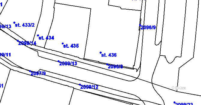 Parcela st. 436 v KÚ Písek, Katastrální mapa