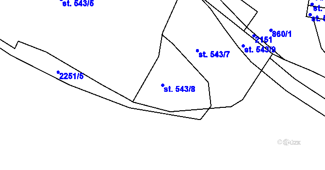 Parcela st. 543/8 v KÚ Písek, Katastrální mapa