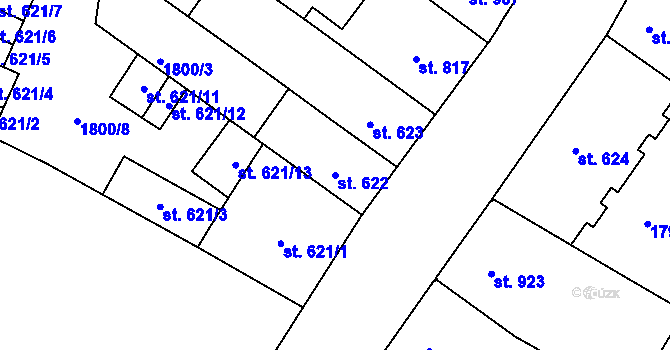Parcela st. 622 v KÚ Písek, Katastrální mapa
