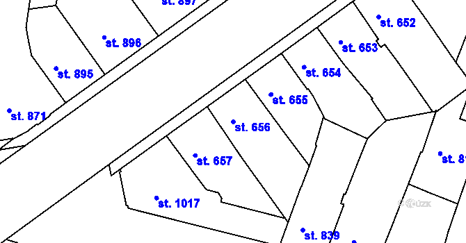 Parcela st. 656 v KÚ Písek, Katastrální mapa