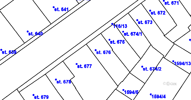 Parcela st. 676 v KÚ Písek, Katastrální mapa