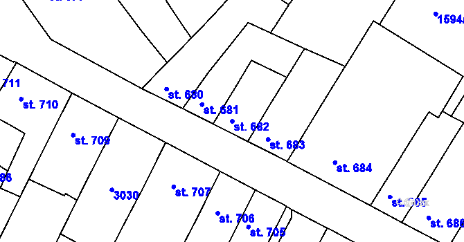 Parcela st. 682 v KÚ Písek, Katastrální mapa