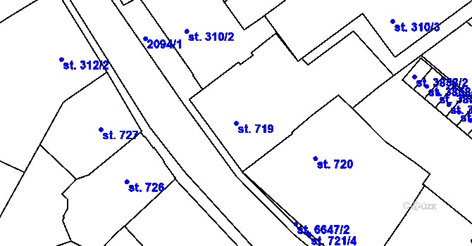 Parcela st. 719 v KÚ Písek, Katastrální mapa