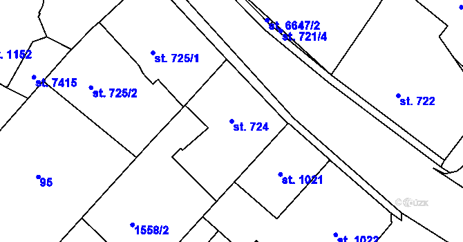 Parcela st. 724 v KÚ Písek, Katastrální mapa