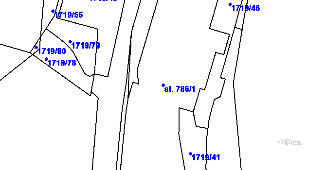 Parcela st. 786/1 v KÚ Písek, Katastrální mapa