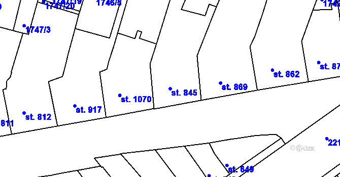 Parcela st. 845 v KÚ Písek, Katastrální mapa