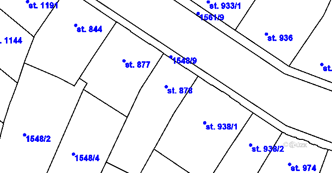 Parcela st. 878 v KÚ Písek, Katastrální mapa