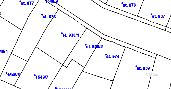 Parcela st. 938/2 v KÚ Písek, Katastrální mapa