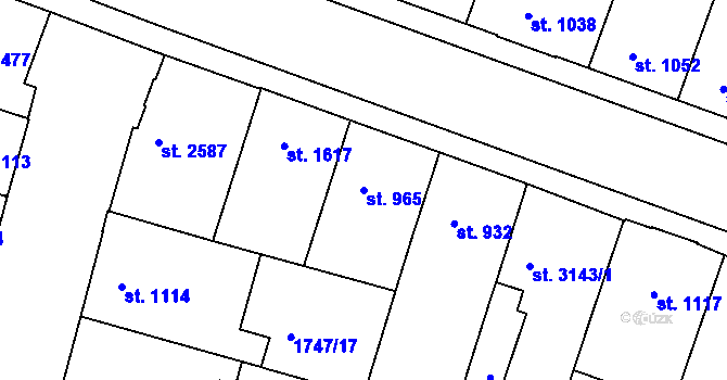 Parcela st. 965 v KÚ Písek, Katastrální mapa