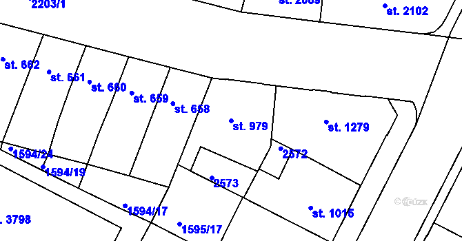 Parcela st. 979 v KÚ Písek, Katastrální mapa
