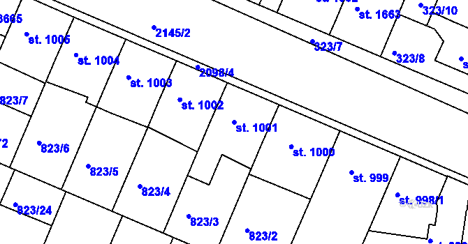 Parcela st. 1001 v KÚ Písek, Katastrální mapa