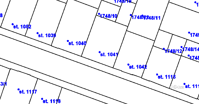 Parcela st. 1041 v KÚ Písek, Katastrální mapa