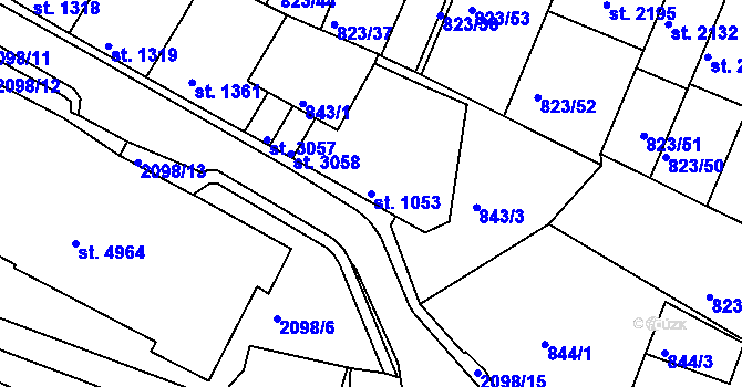Parcela st. 1053 v KÚ Písek, Katastrální mapa