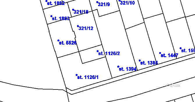 Parcela st. 1126/2 v KÚ Písek, Katastrální mapa