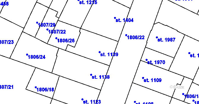 Parcela st. 1139 v KÚ Písek, Katastrální mapa