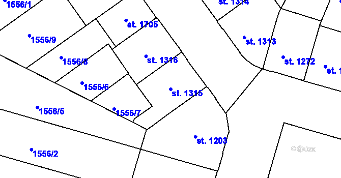 Parcela st. 1315 v KÚ Písek, Katastrální mapa
