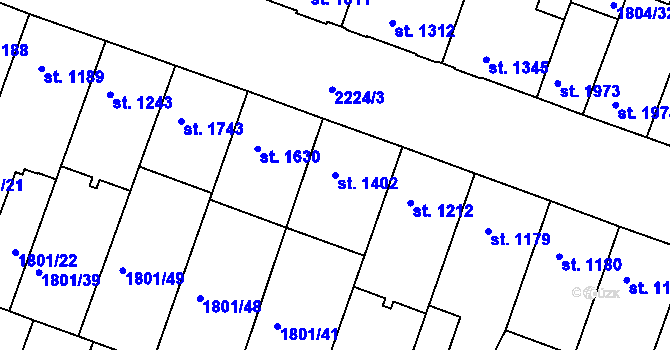 Parcela st. 1402 v KÚ Písek, Katastrální mapa