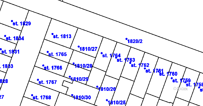Parcela st. 1764 v KÚ Písek, Katastrální mapa