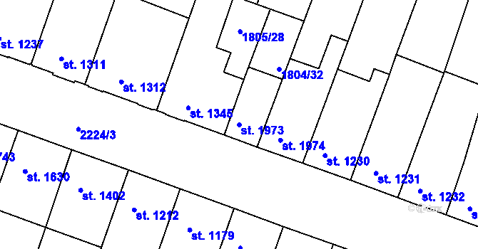 Parcela st. 1973 v KÚ Písek, Katastrální mapa