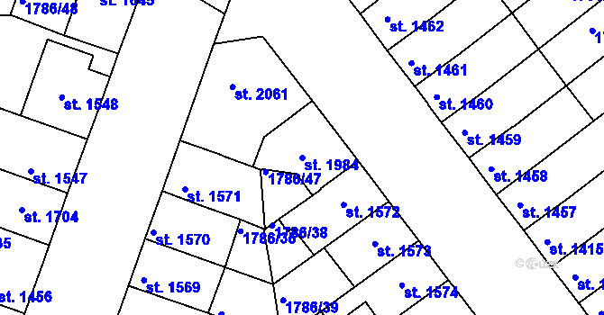 Parcela st. 1984 v KÚ Písek, Katastrální mapa
