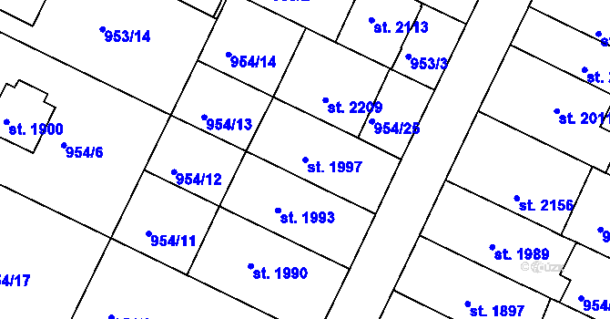 Parcela st. 1997 v KÚ Písek, Katastrální mapa