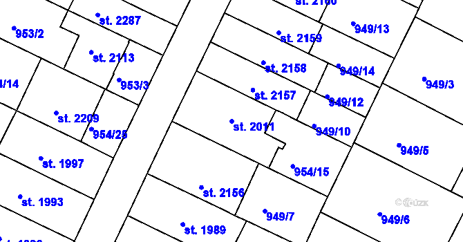 Parcela st. 2011 v KÚ Písek, Katastrální mapa