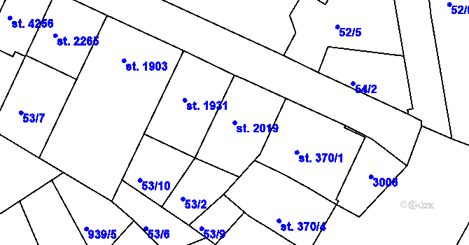 Parcela st. 2019 v KÚ Písek, Katastrální mapa