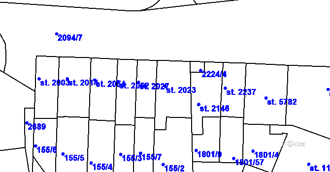Parcela st. 2023 v KÚ Písek, Katastrální mapa